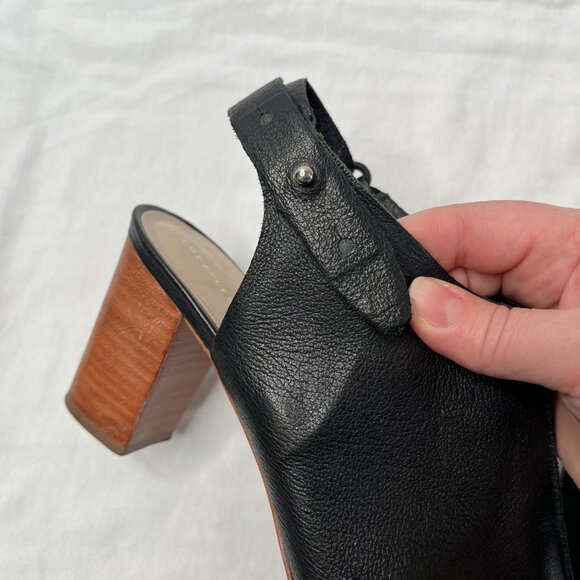 Loeffler Randall Black Leather Peep toe Block Heeled Sandals 9.5 B - Picture 3 of 13